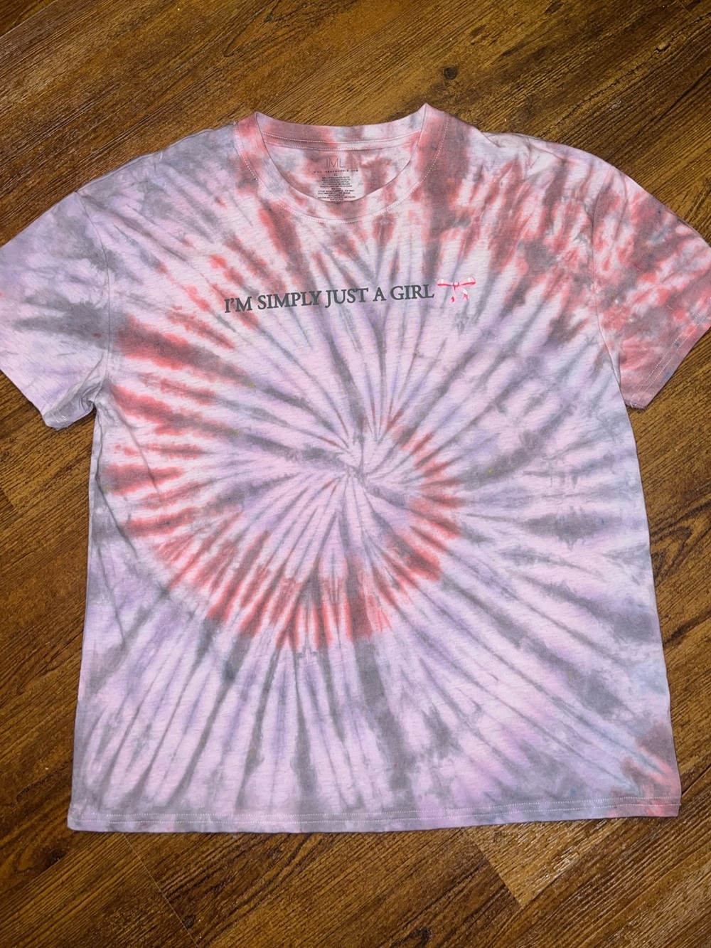 “I'm Simply Just A Girl" Tie Dye Graphic Short Sleeve Shirt NWOT Size XL